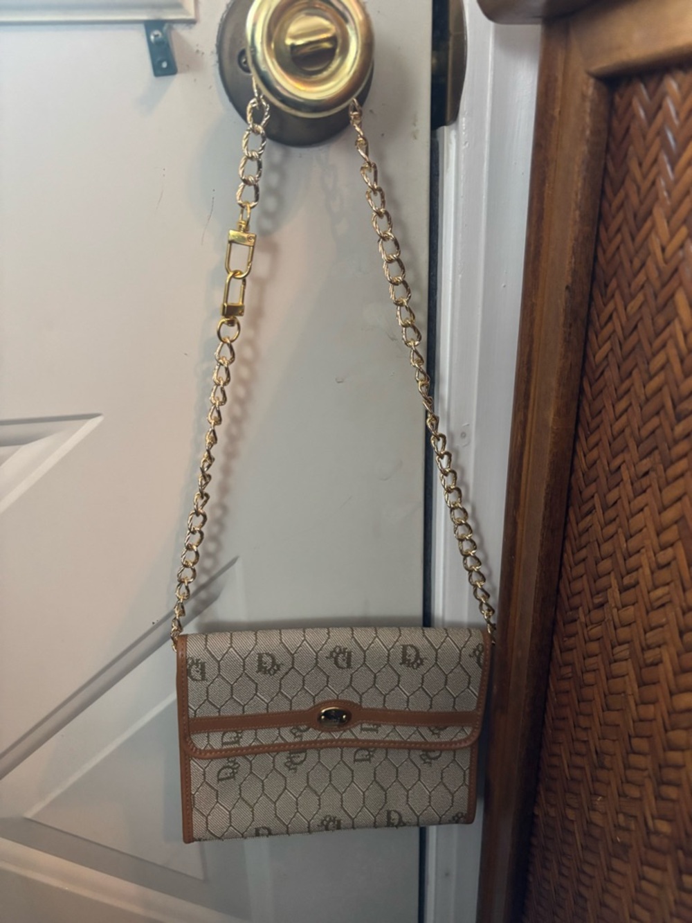 Pristine Vintage Christian Dior Honeycomb Canvas Convertible Clutch/Crossbody - Picture 10 of 10